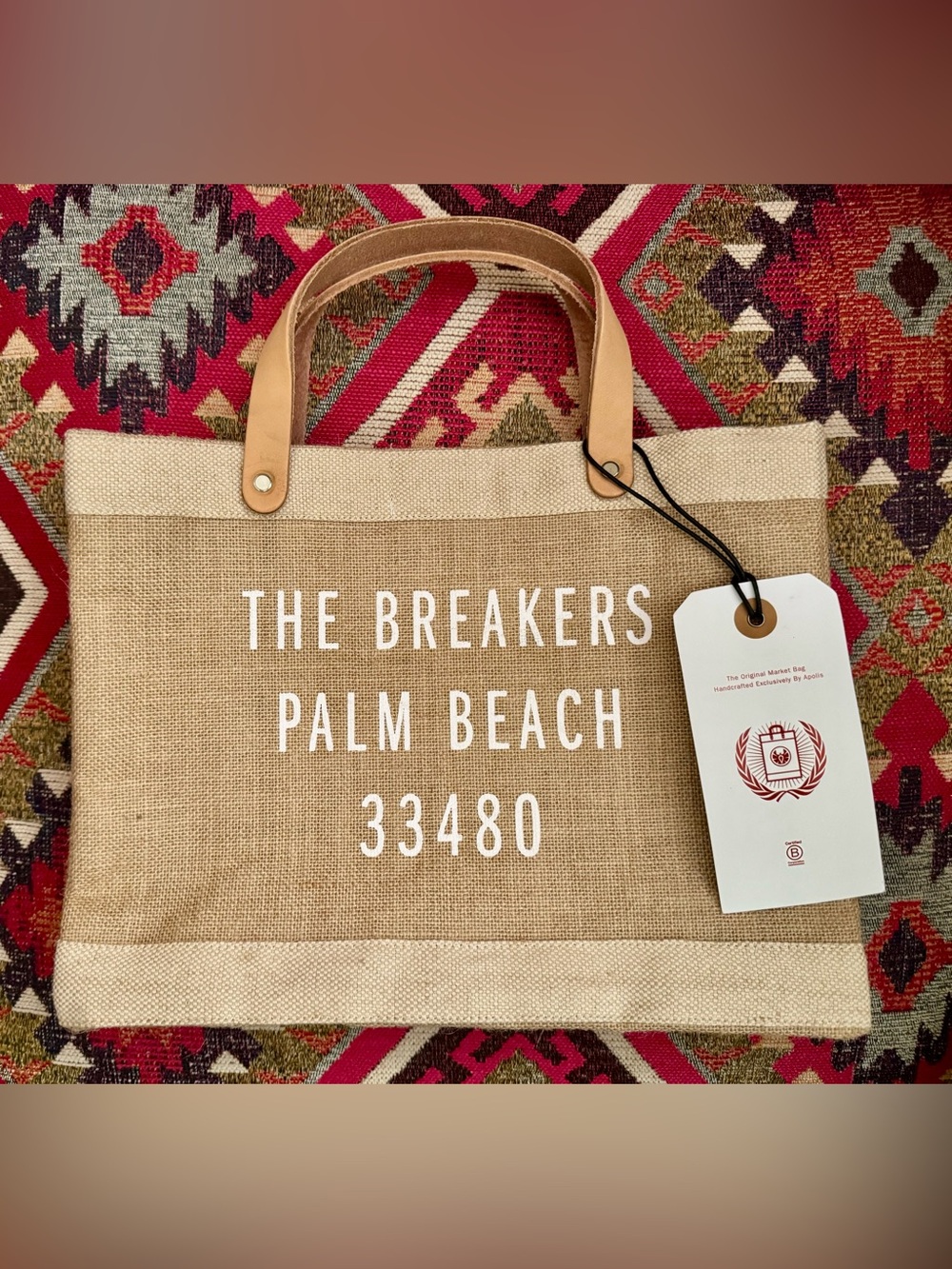APOLIS The Breakers Palm Beach 33480 Petite Market Bag with Leather Handles